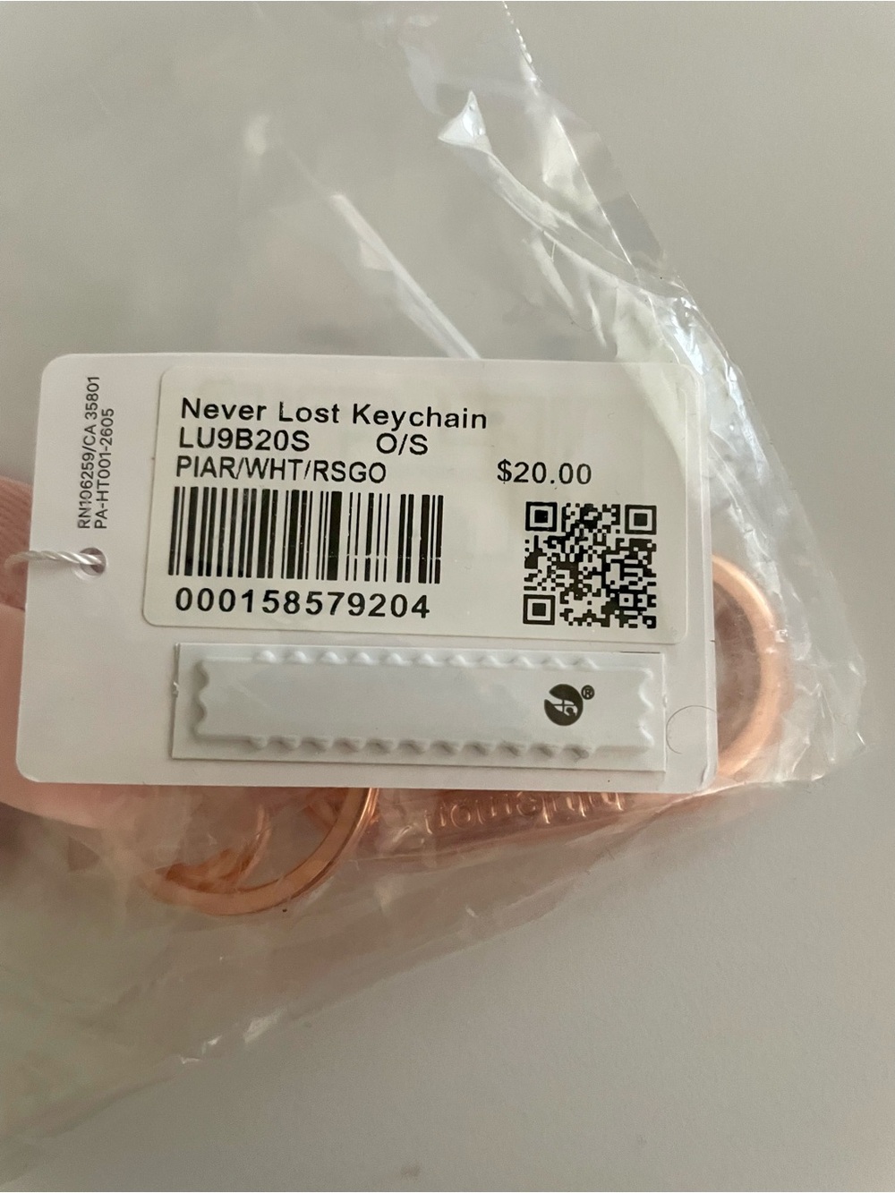Lululemon Pink Never Lost Keychain - Picture 3 of 3